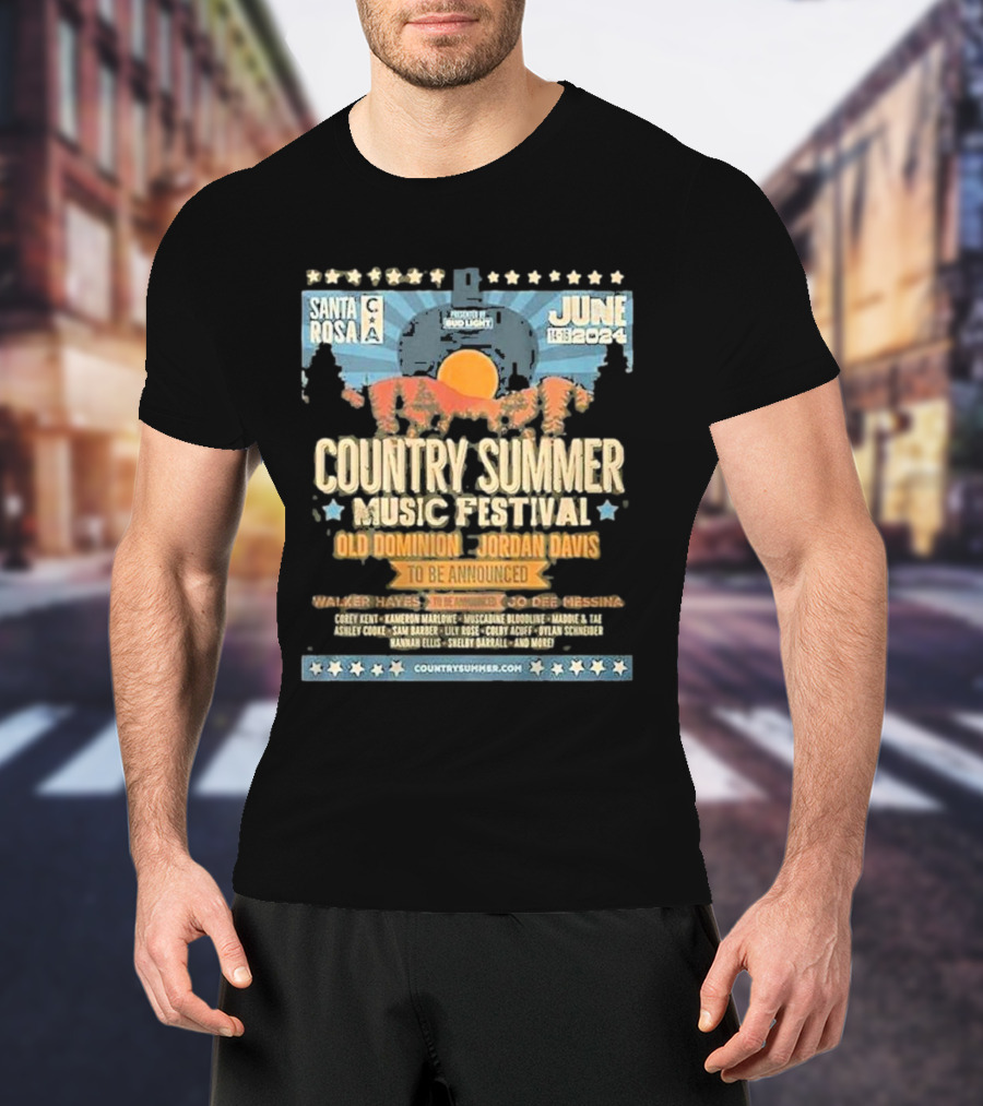 Santa Rosa Country Summer Music Festival Old Dominion Jordan Davis June 14-16 T-Shirt