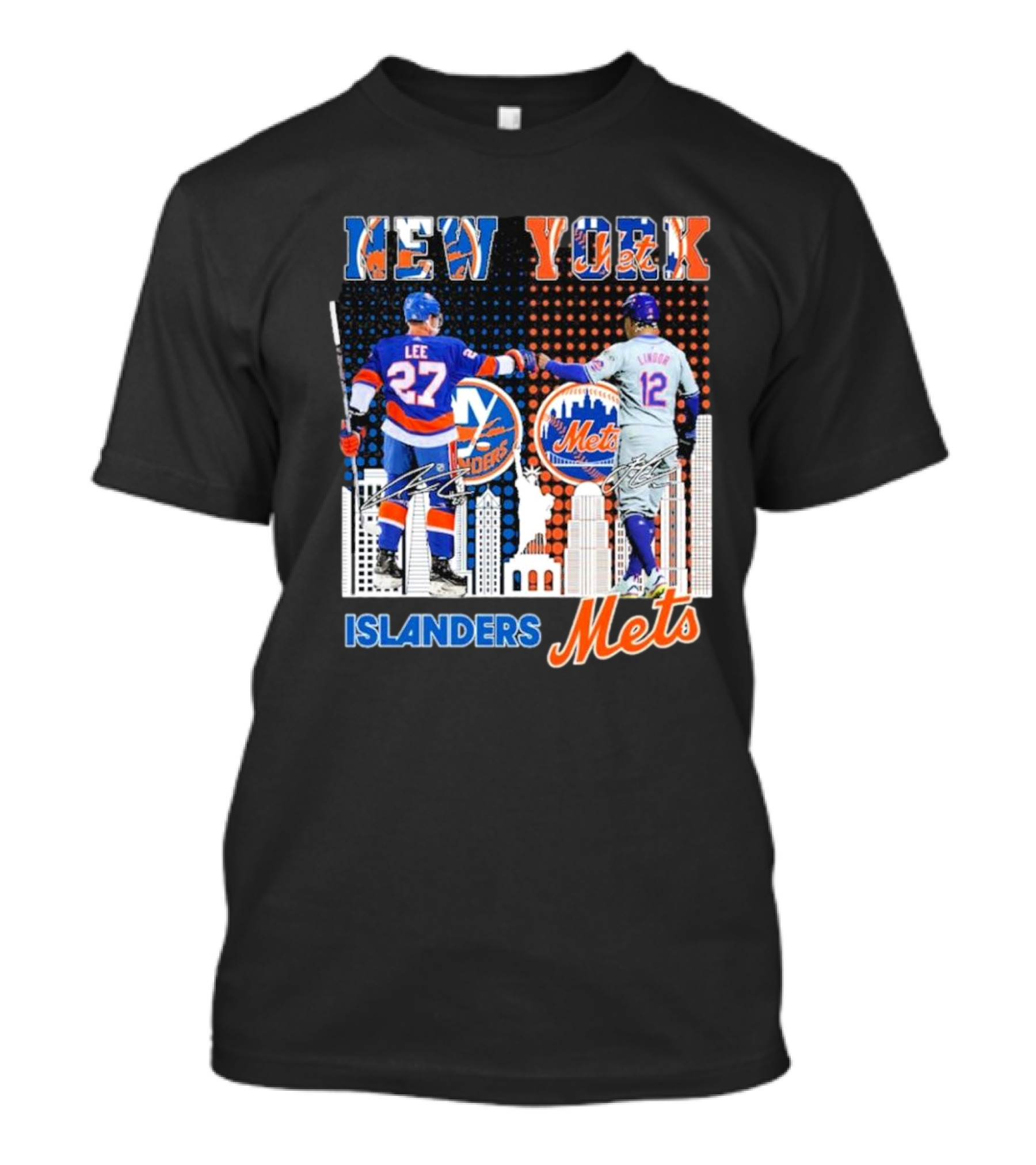 New York Islanders Mets Anders Lee Francisco Lindor Collaboration T-Shirt