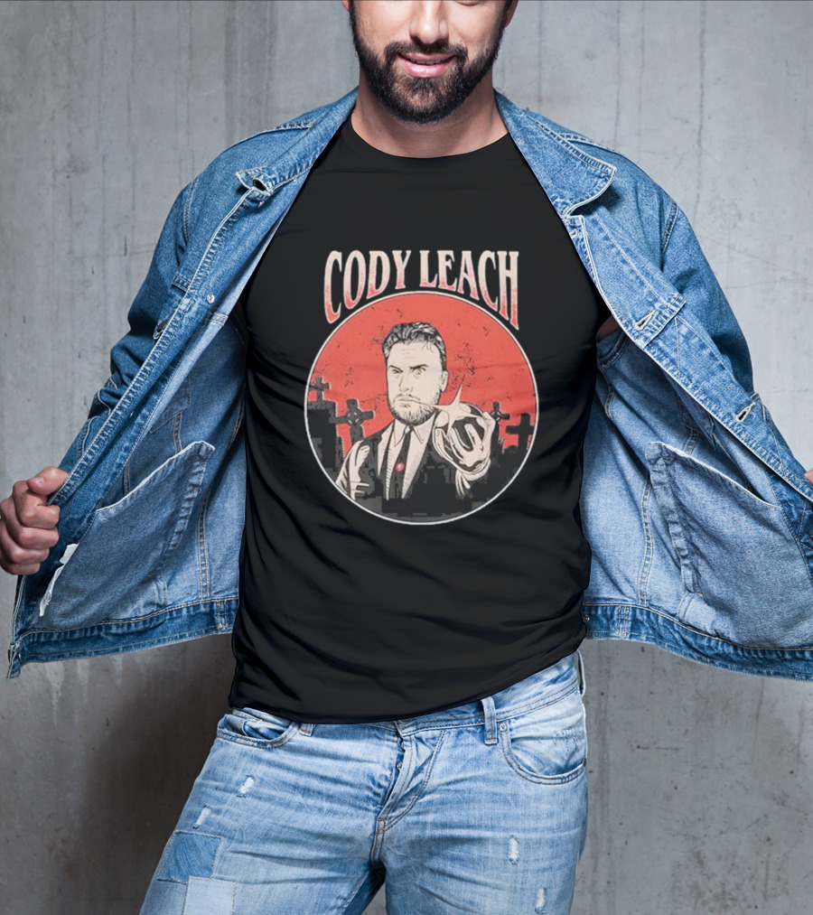 Cody Leach Red Background Graveyard Scene T-Shirt