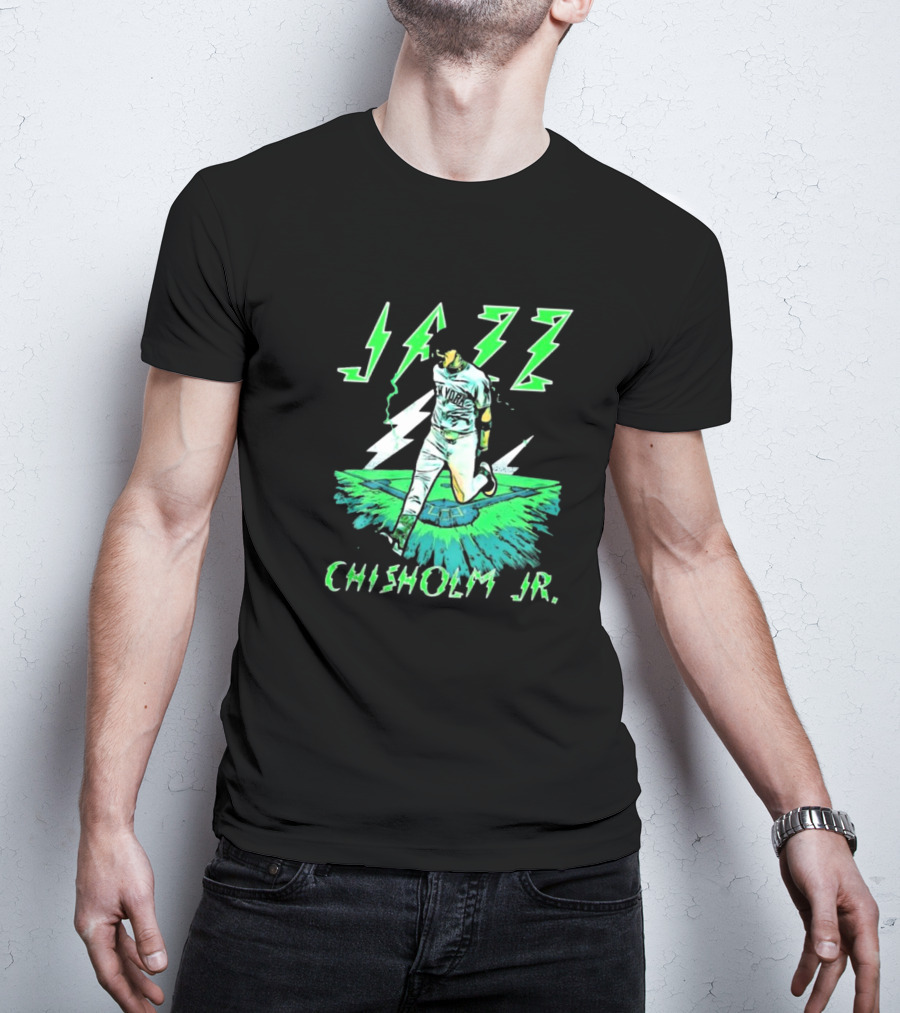 Jazz Chisholm Jr. New York Yankees Electric Green MLB Painting T-Shirt