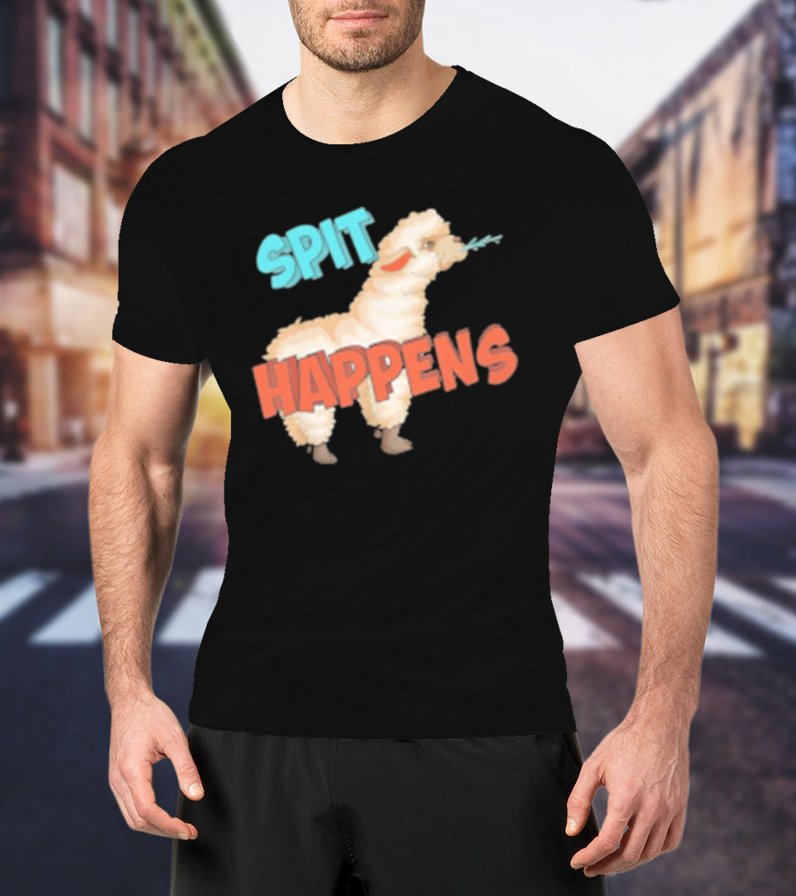 Spit Happens Llama Alpaca Chewing T-Shirt