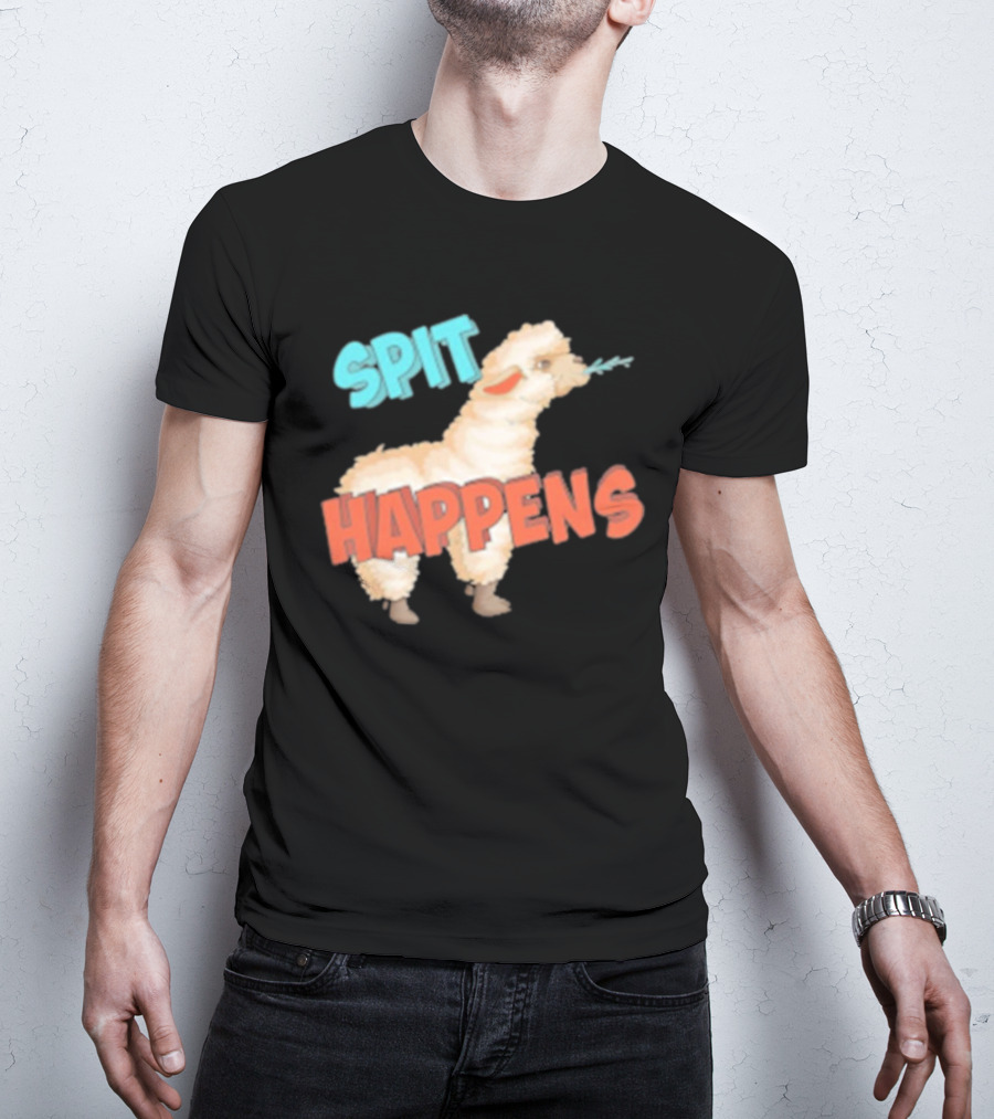 Spit Happens Llama Alpaca Chewing T-Shirt