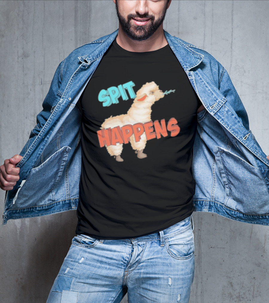 Spit Happens Llama Alpaca Chewing T-Shirt