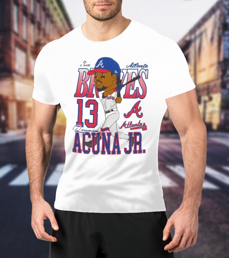 Atlanta Braves Ronald Acuña Jr. Caricature 13 Atlanta Baseball T-Shirt