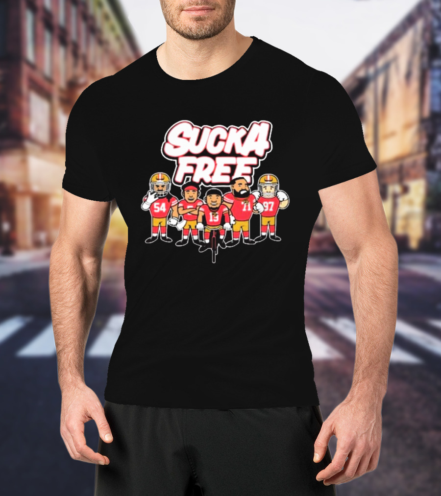 Sucka Free 5 San Francisco 49ers NFL Cartoon Players 54 13 71 97 T-Shirt