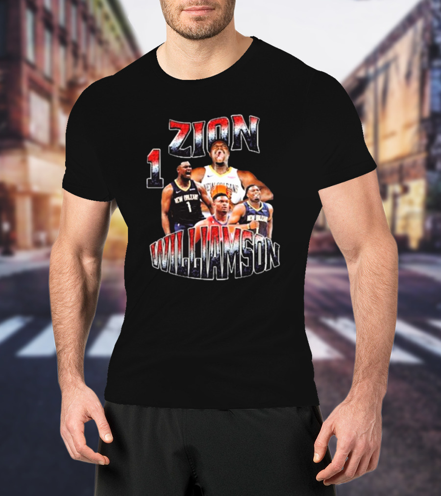 Zion Williamson Number 1 New Orleans Pelicans Player Collage T-Shirt