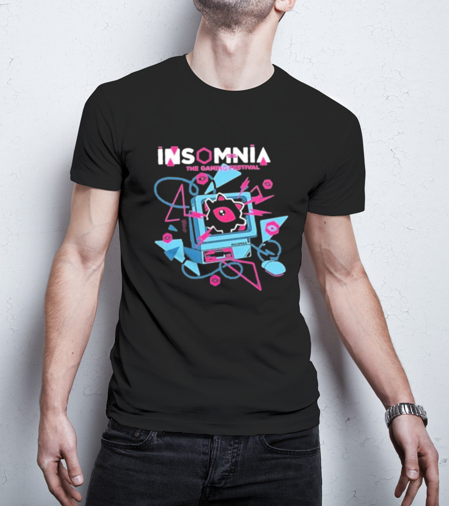 Insomnia The Gaming Festival I72 Retro Computer Neon Graphics T-Shirt