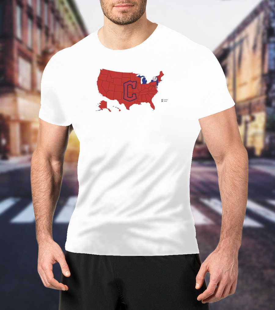 Map Of Who America Is Rooting For In The NLCS Cleveland Guardians MLB Logo USA Outline T-Shirt