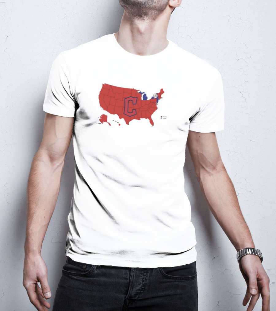 Map Of Who America Is Rooting For In The NLCS Cleveland Guardians MLB Logo USA Outline T-Shirt