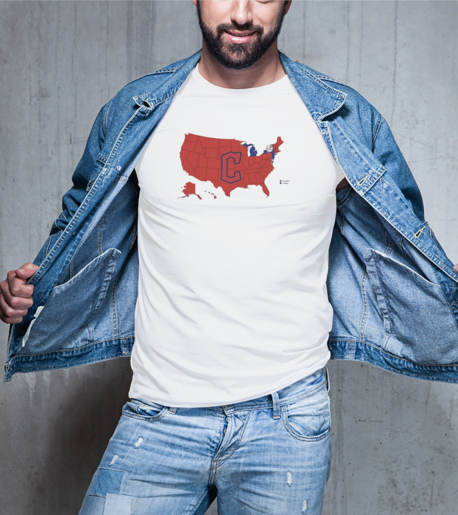 Map Of Who America Is Rooting For In The NLCS Cleveland Guardians MLB Logo USA Outline T-Shirt