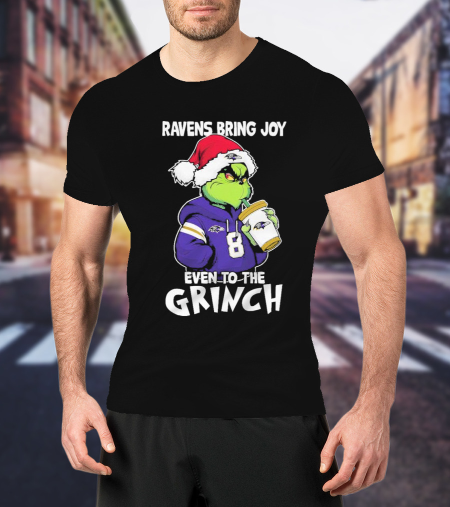 Ravens Bring Joy Even To The Grinch Christmas T-Shirt