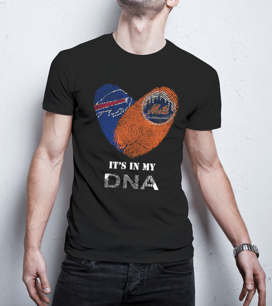 Buffalo Bills New York Mets It's In My DNA Heart T-Shirt