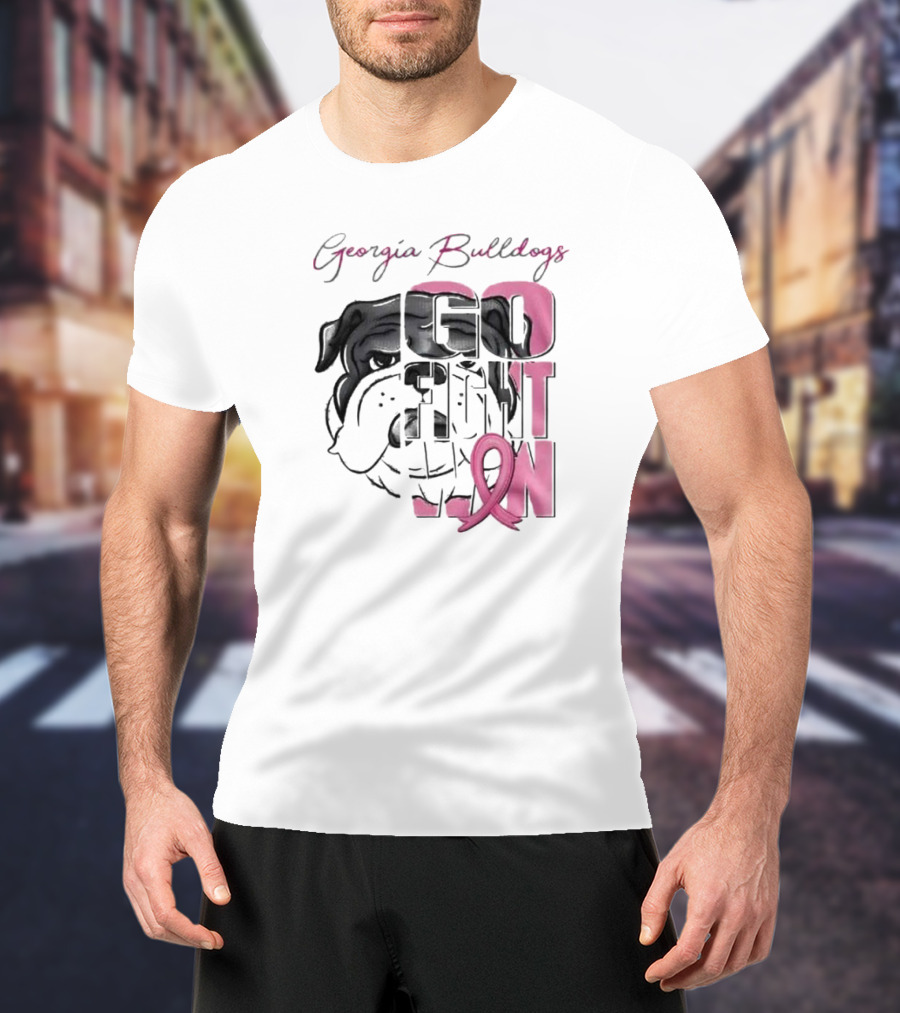 Georgia Bulldogs Go Fight Win Breast Cancer Awareness T-Shirt