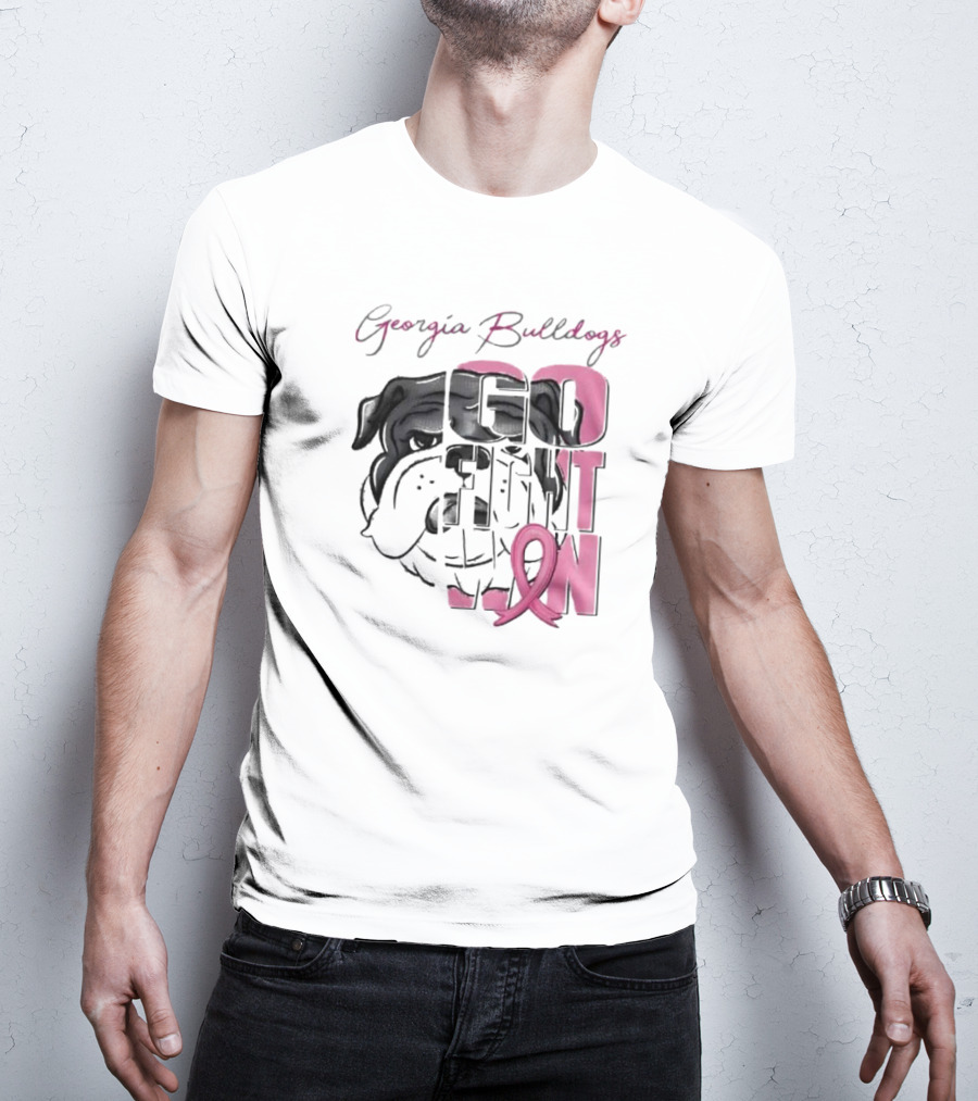 Georgia Bulldogs Go Fight Win Breast Cancer Awareness T-Shirt