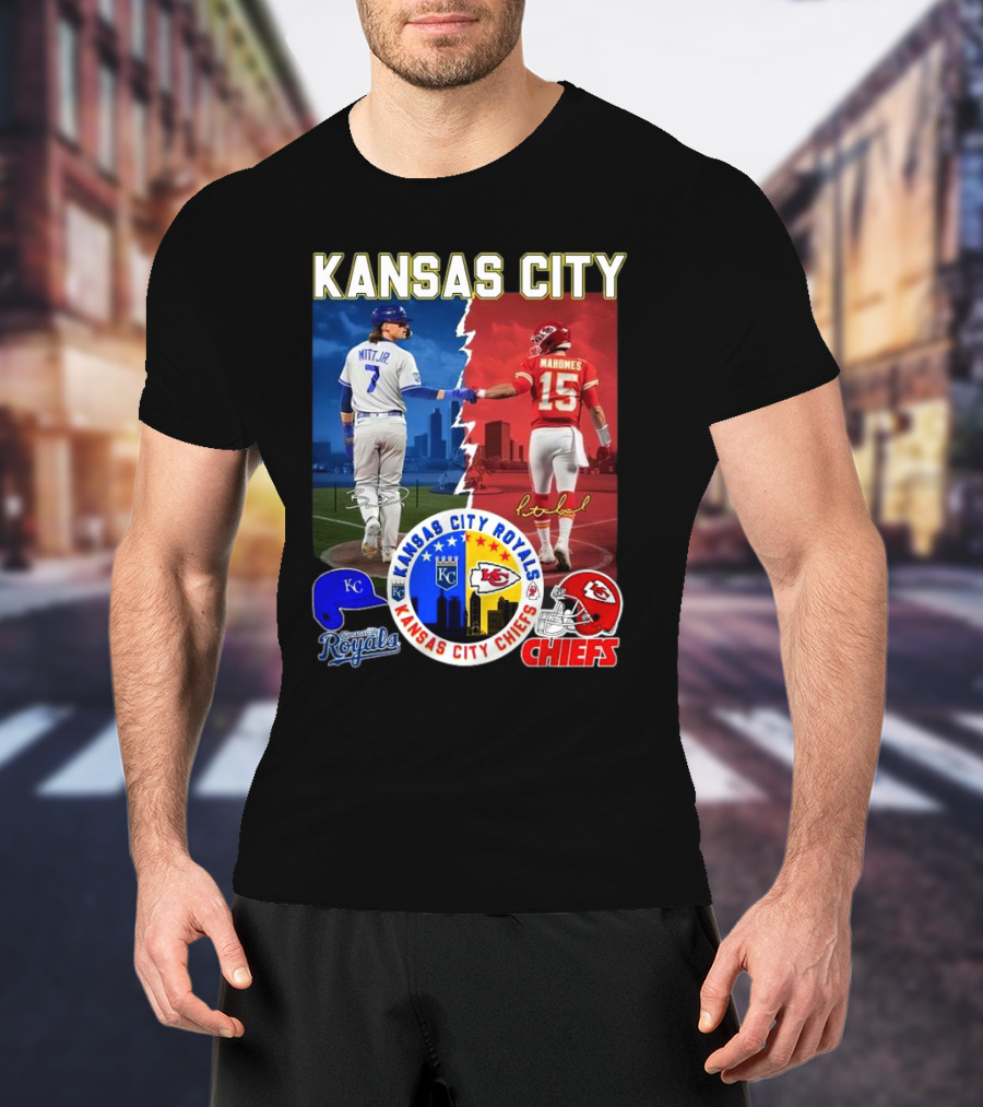 Kansas City Royals Robert Witt Jr. Chiefs Patrick Mahomes Signatures Royals Chiefs T-Shirt