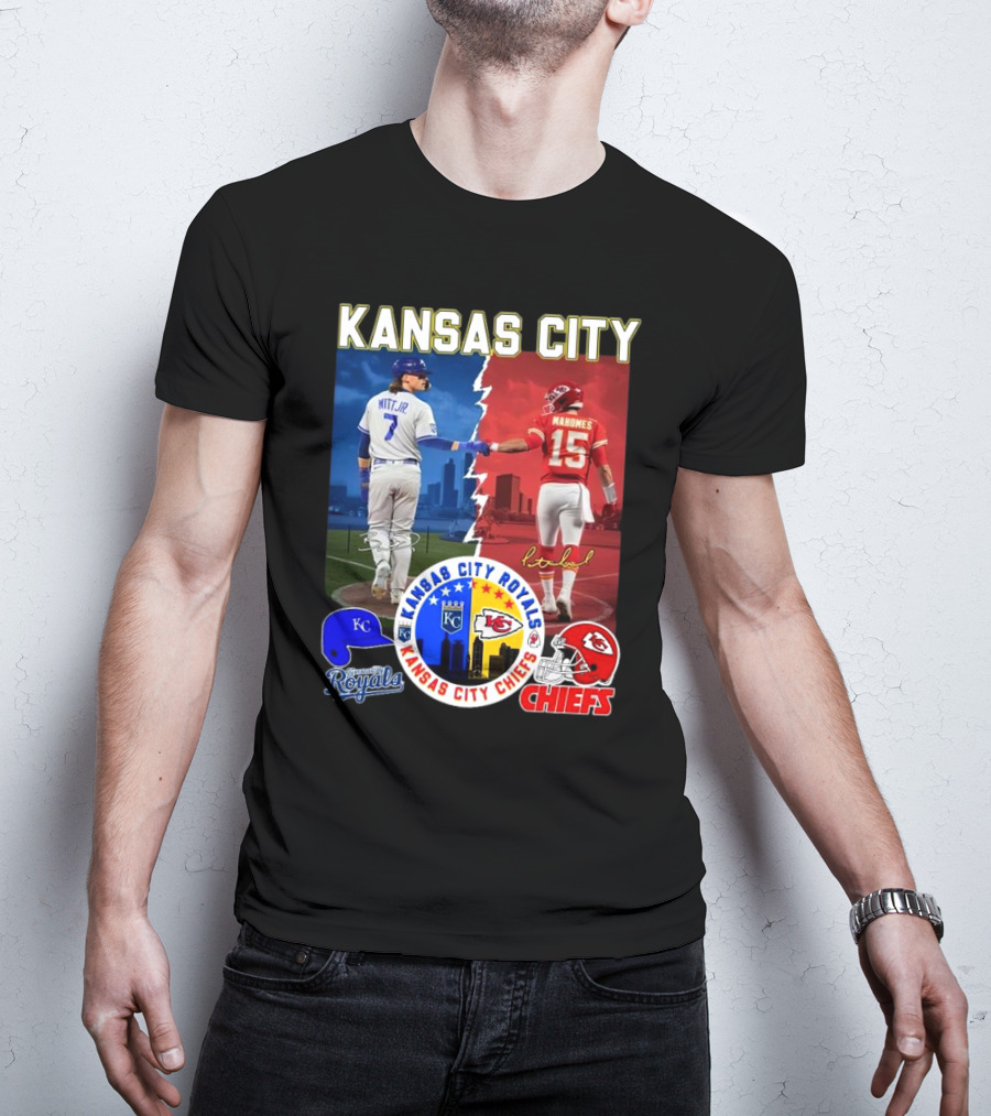 Kansas City Royals Robert Witt Jr. Chiefs Patrick Mahomes Signatures Royals Chiefs T-Shirt