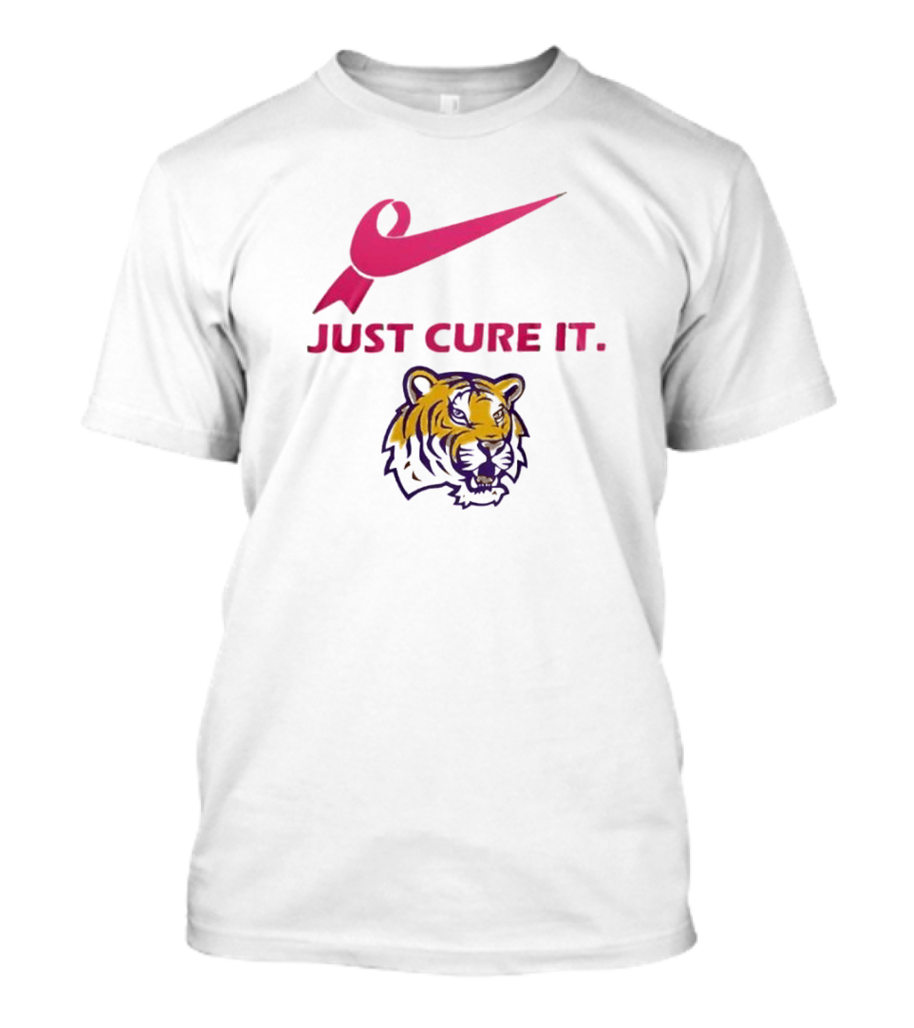LSU Tigers Pink Ribbon Just Cure It T-Shirt
