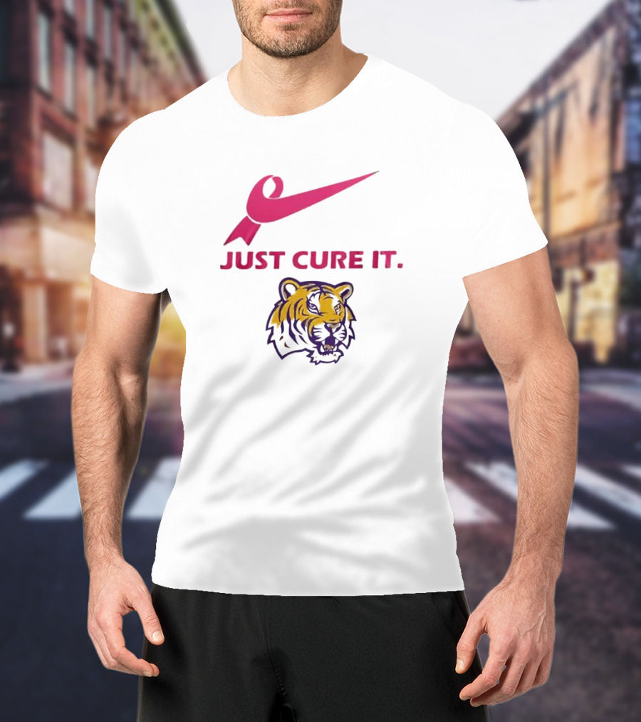 LSU Tigers Pink Ribbon Just Cure It T-Shirt