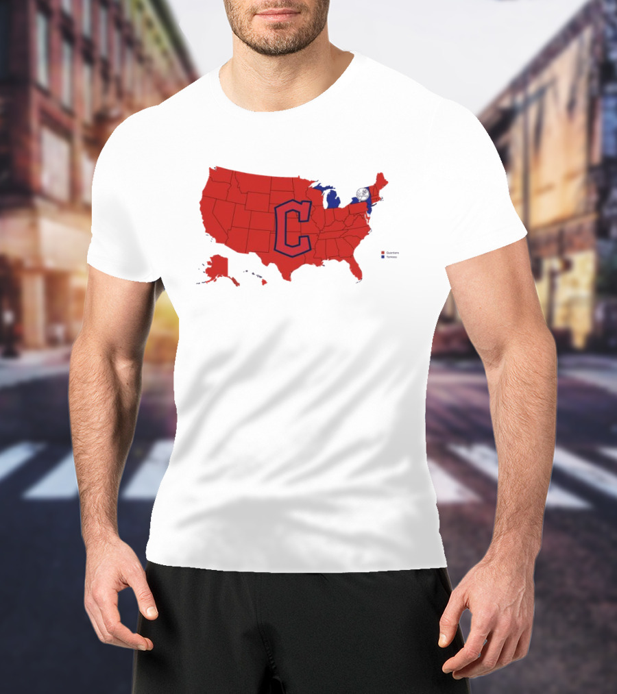 Map Showing Cleveland Guardians Dominance Over New York Yankees In ALCS Fan Support Across America T-Shirt