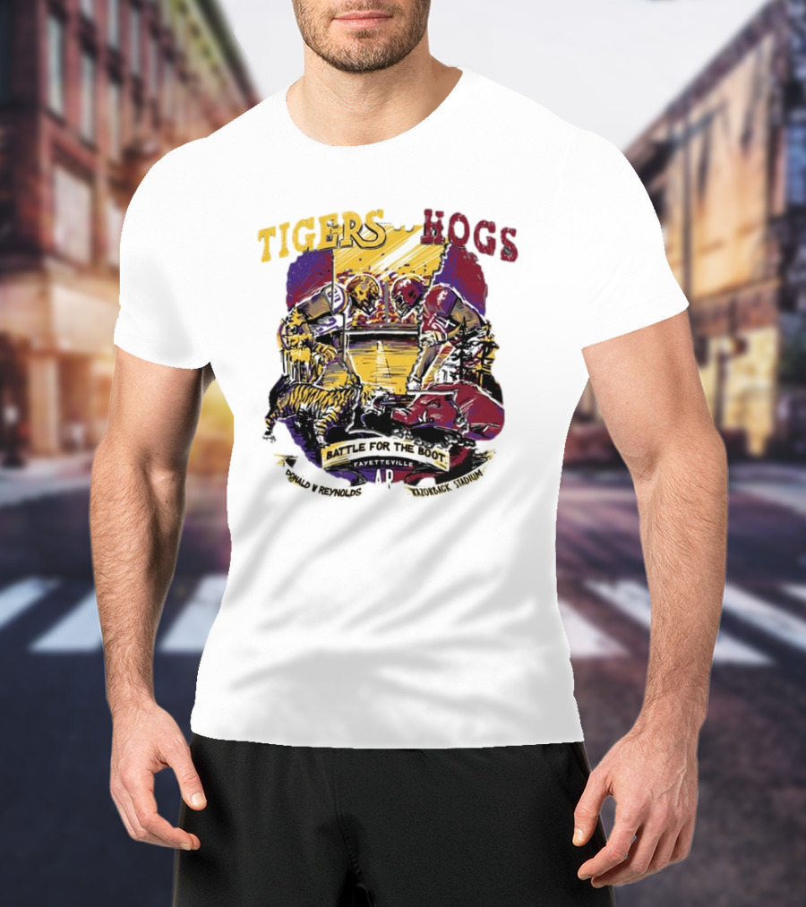 Tigers Vs. Hogs Battle For The Boot Fayetteville Donald W Reynolds Razorback Stadium T-Shirt