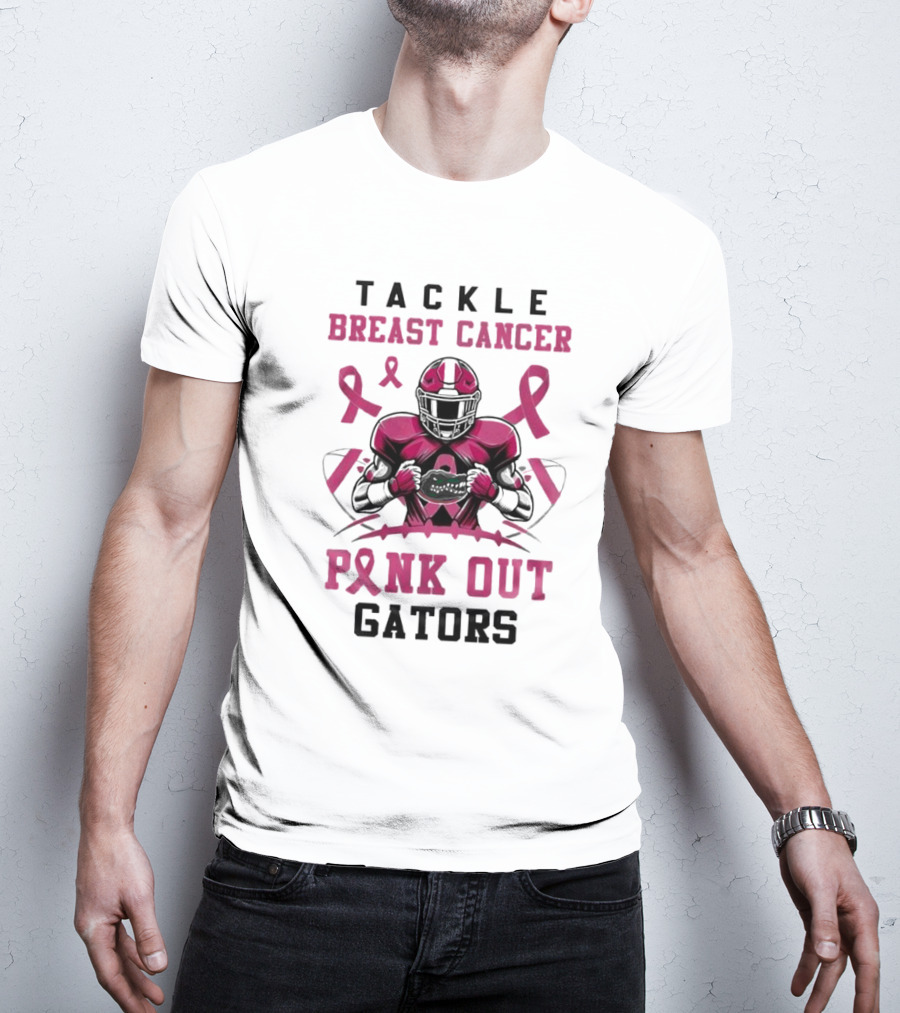 Tackle Breast Cancer Pink Out Gators Football T-Shirt