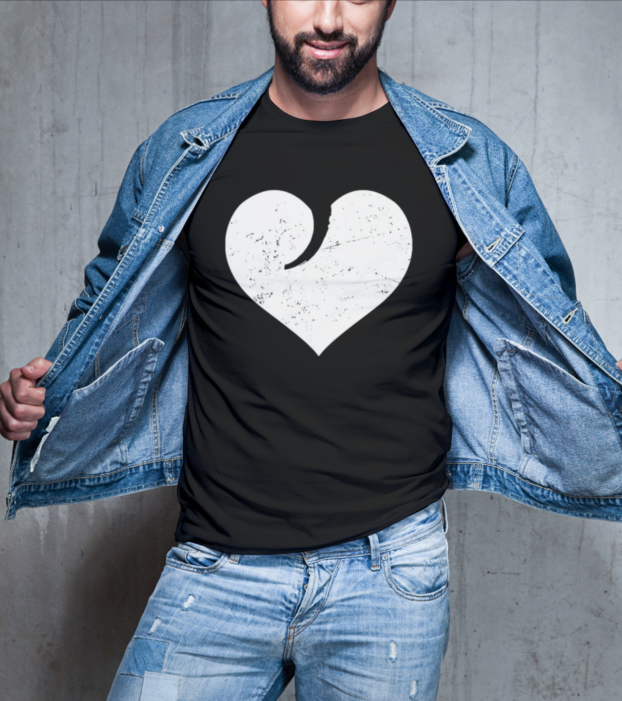 Gun Trigger Heart Distressed White Heart Shape T-Shirt