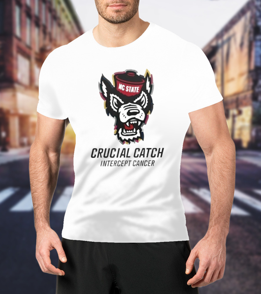 NC State Wolfpack Crucial Catch Intercept Cancer T-Shirt