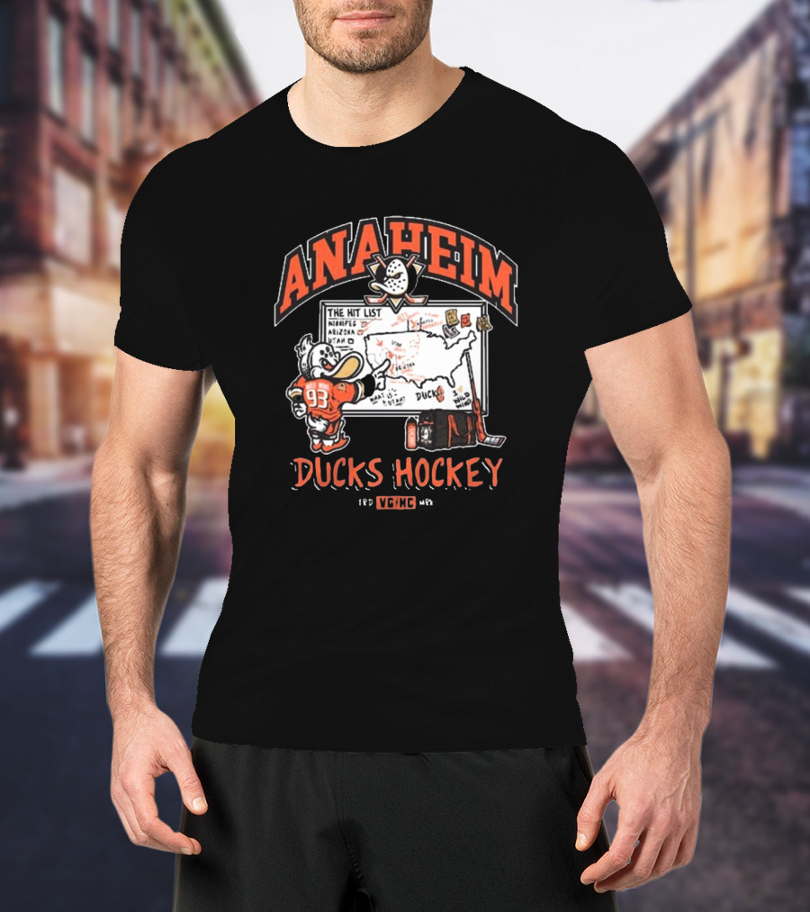 Anaheim Ducks Hockey Wild Wing The Hit List Map Lesson Plan T-Shirt