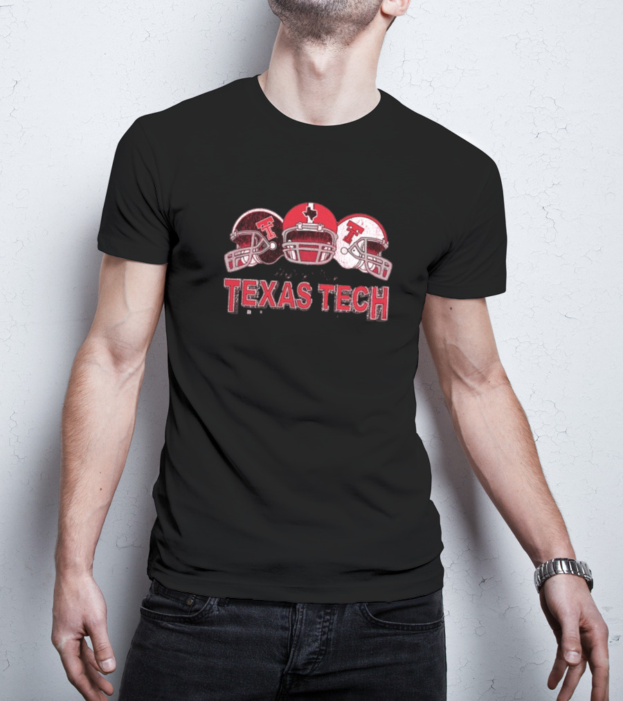 Texas Tech Red Raiders Trio Helmets Graphic Wreck 'Em T-Shirt
