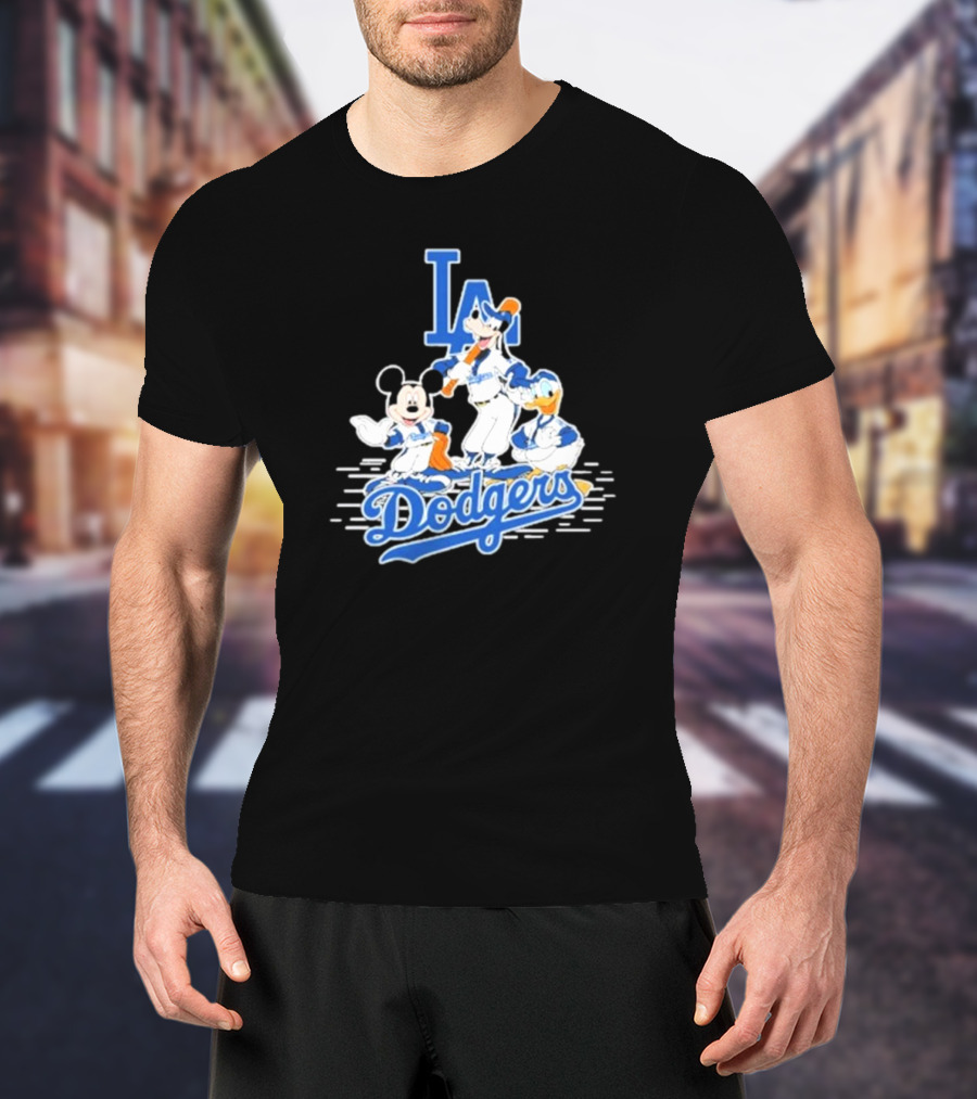 Los Angeles Dodgers Mickey Mouse Donald Duck Goofy Baseball T-Shirt