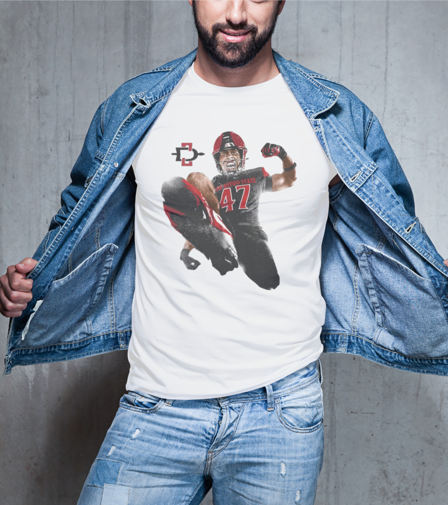 Trey White San Diego State Aztecs 47 Football Jump T-Shirt
