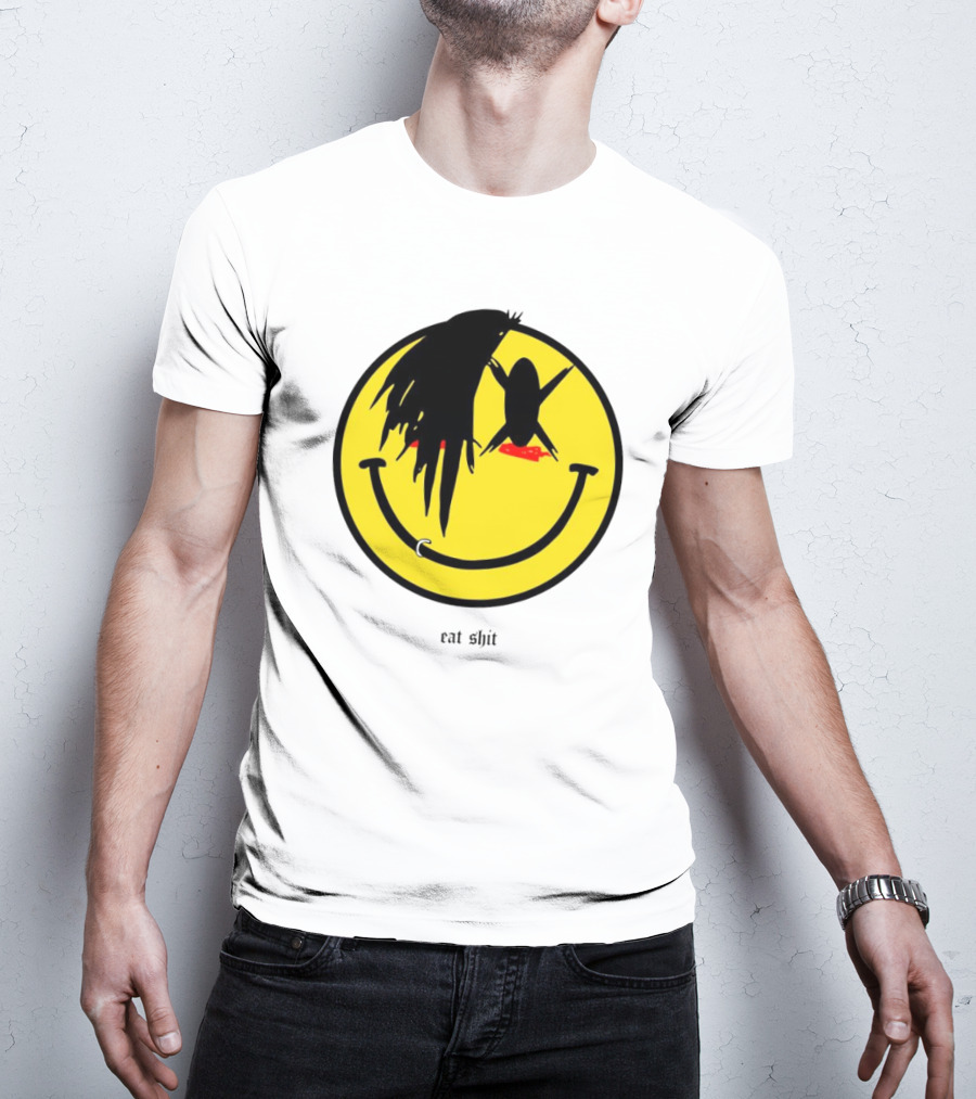 My Chemical Romance Smiley Symbol Eat Shit Face With Hair And Piercing T-Shirt