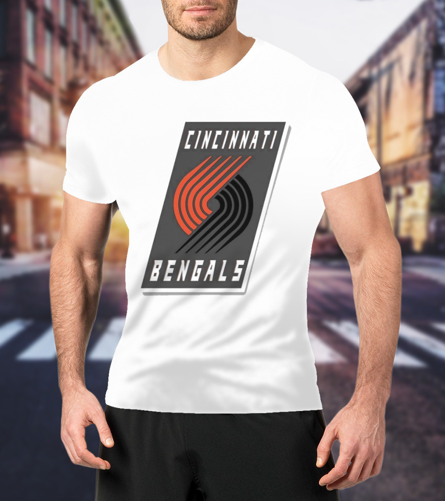 Cincinnati Bengals X Portland Trail Blazers Mashup Logo NFL NBA T-Shirt