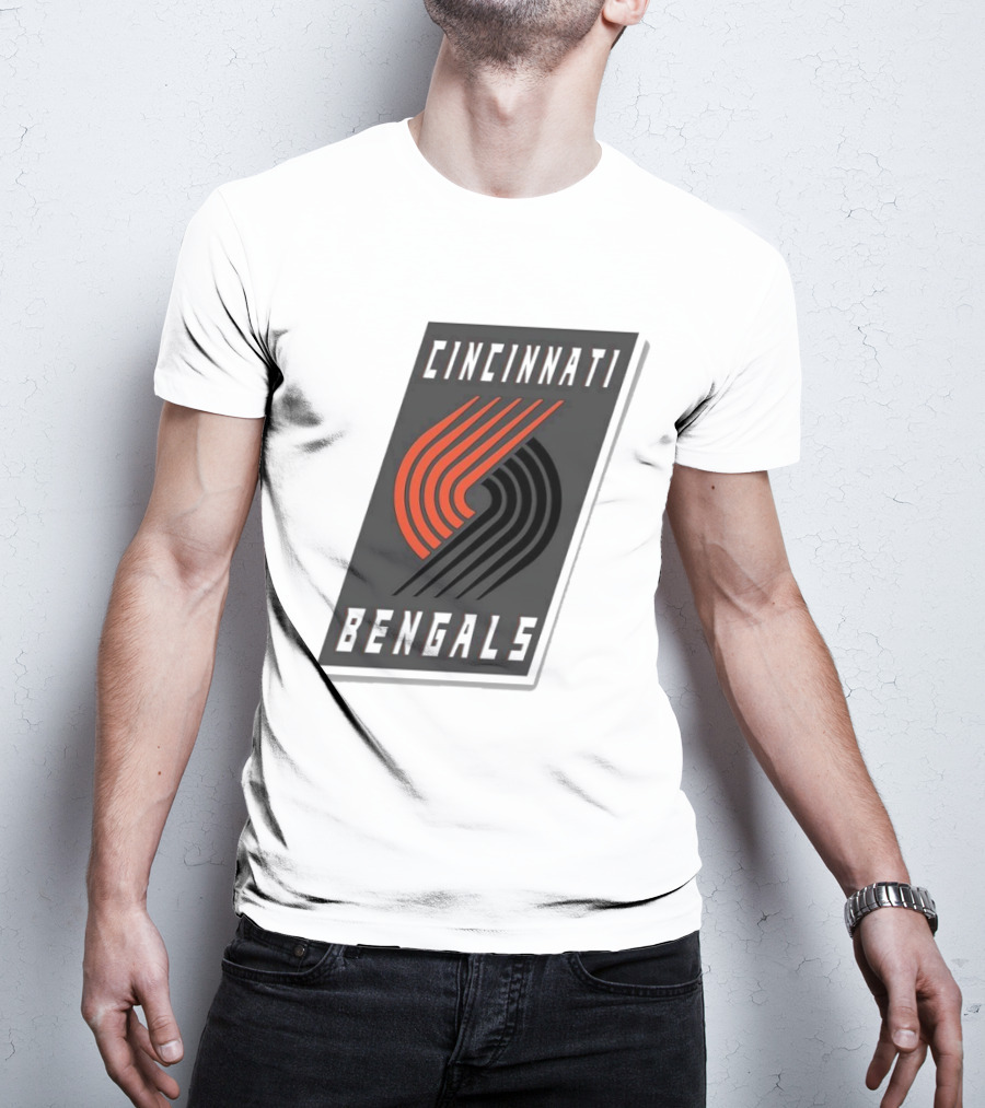Cincinnati Bengals X Portland Trail Blazers Mashup Logo NFL NBA T-Shirt