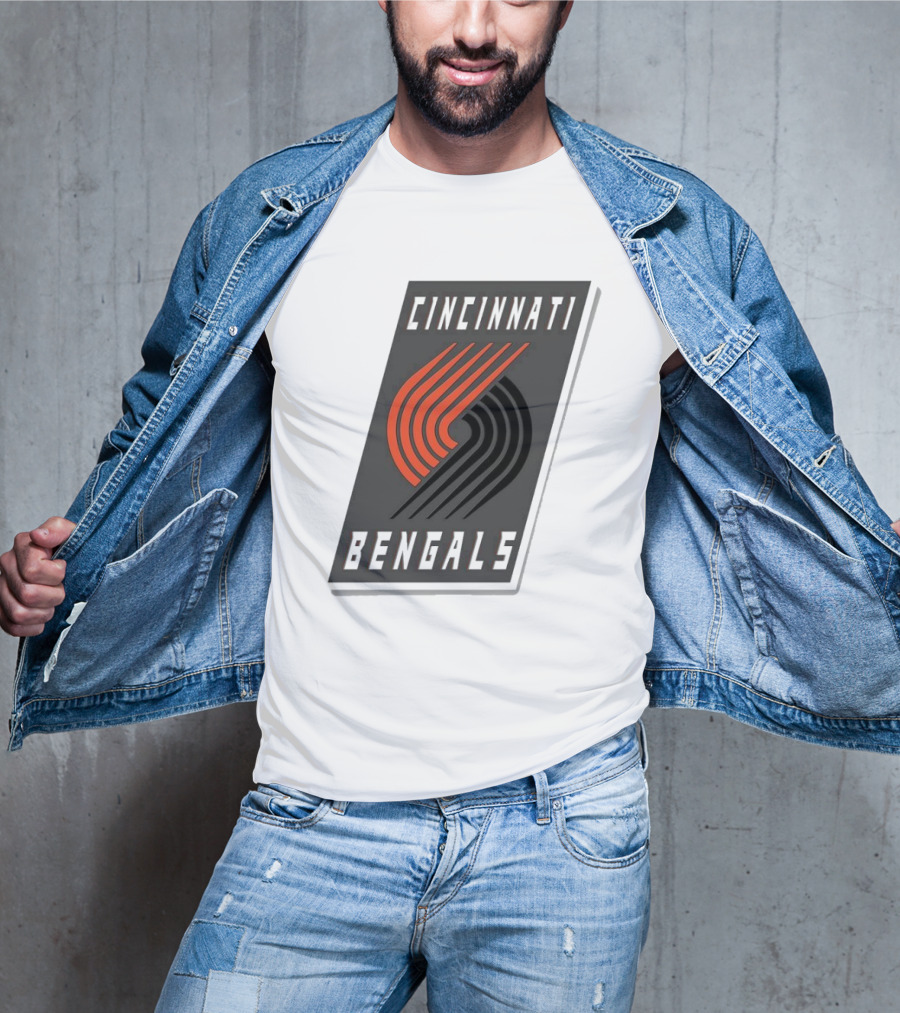 Cincinnati Bengals X Portland Trail Blazers Mashup Logo NFL NBA T-Shirt