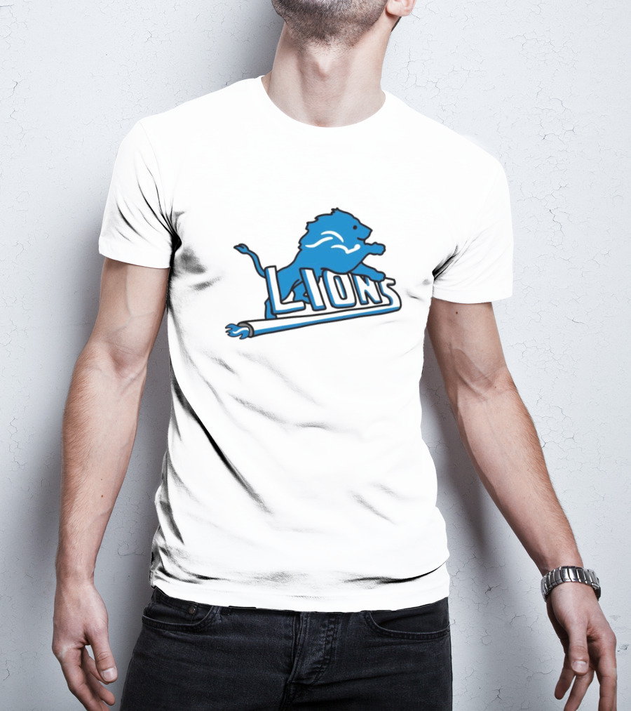 NFL Detroit Lions Blue Logo Mashup With NBA Detroit Pistons Inspired T-Shirt