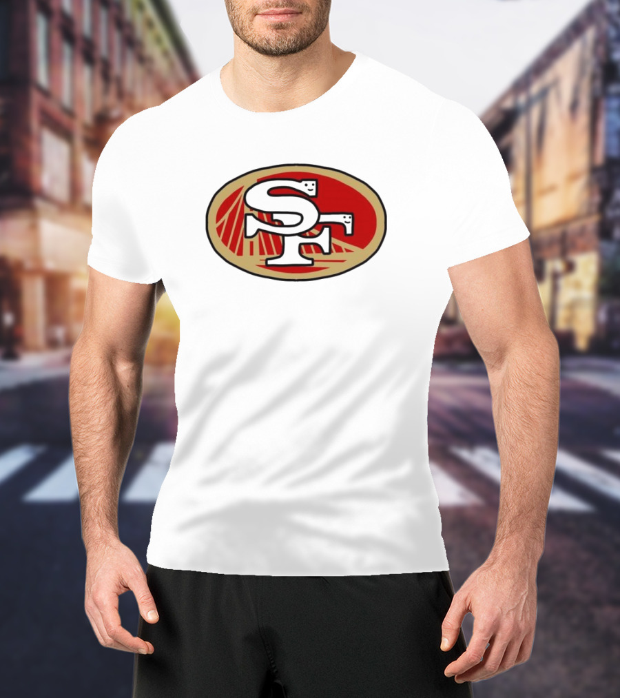 NFL X NBA San Francisco 49ers Warriors Logo Mash Combine T-Shirt