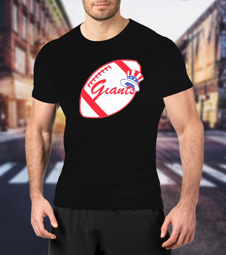 Giants Football Mashup With Yankees Hat NFL X MLB Collaboration T-Shirt