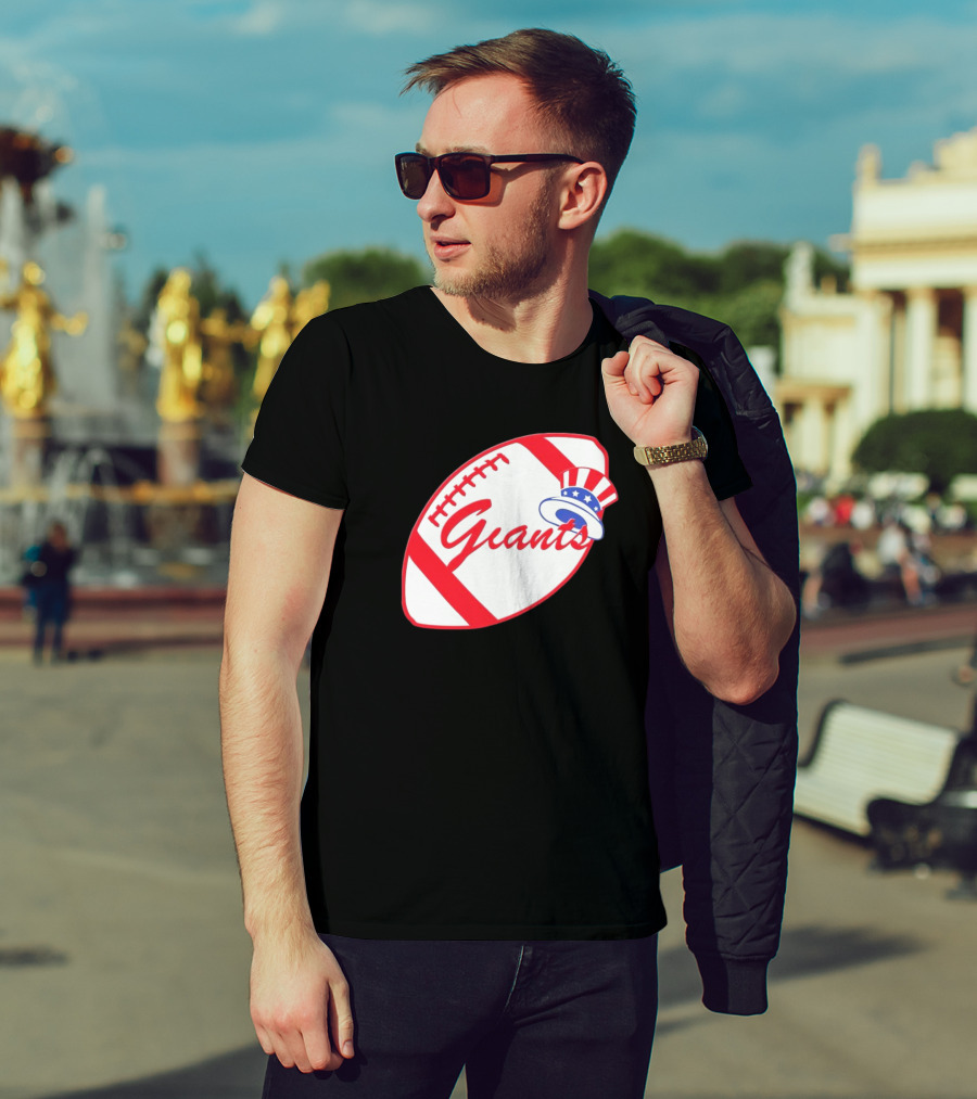 Giants Football Mashup With Yankees Hat NFL X MLB Collaboration T-Shirt