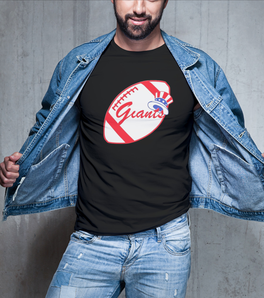 Giants Football Mashup With Yankees Hat NFL X MLB Collaboration T-Shirt