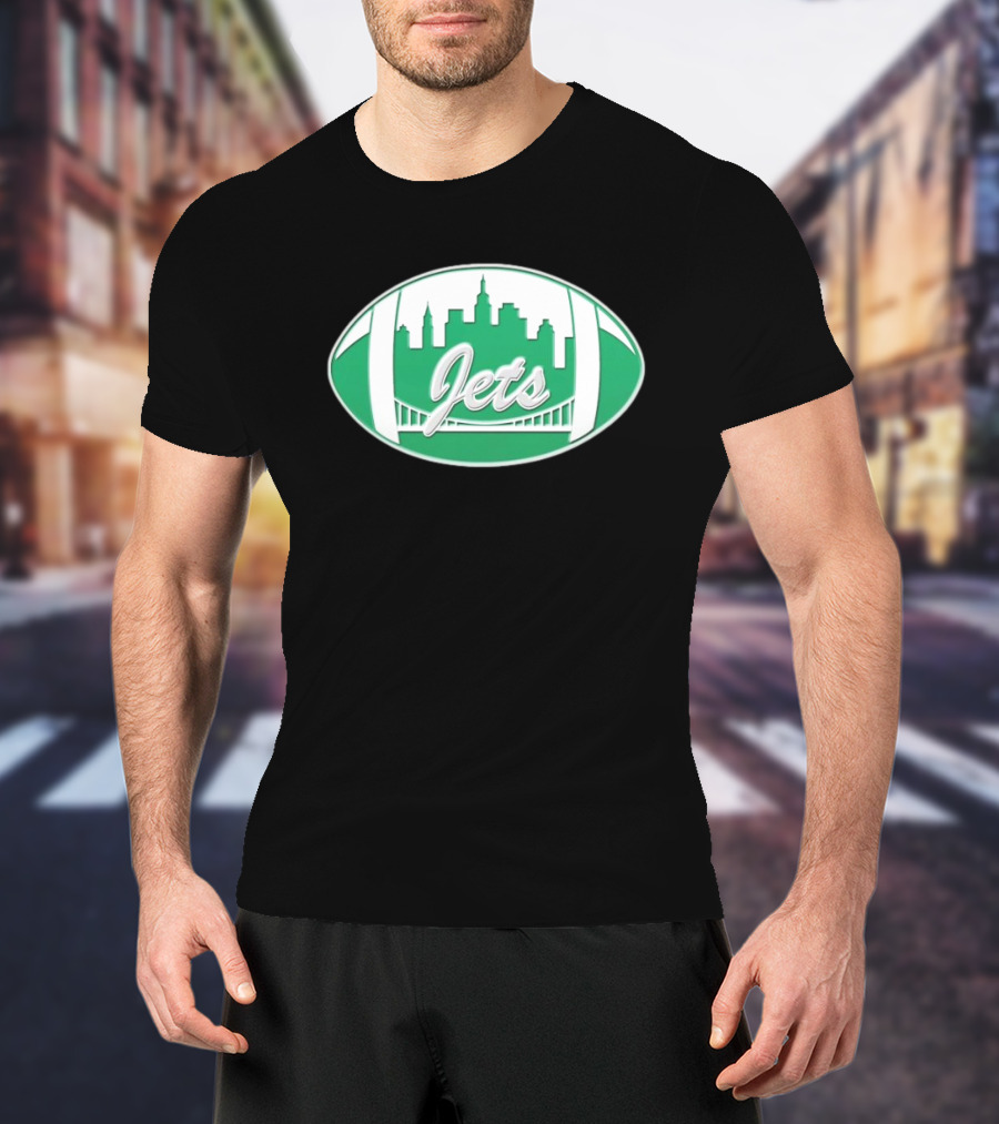 New York Jets Mets Skyline Green Football Bridge Logo NFL MLB Mashup T-Shirt