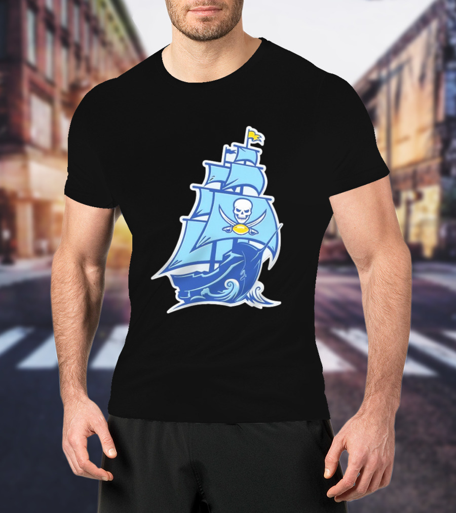 Tampa Bay Buccaneers Rays Ship Skull NFL MLB Mashup T-Shirt