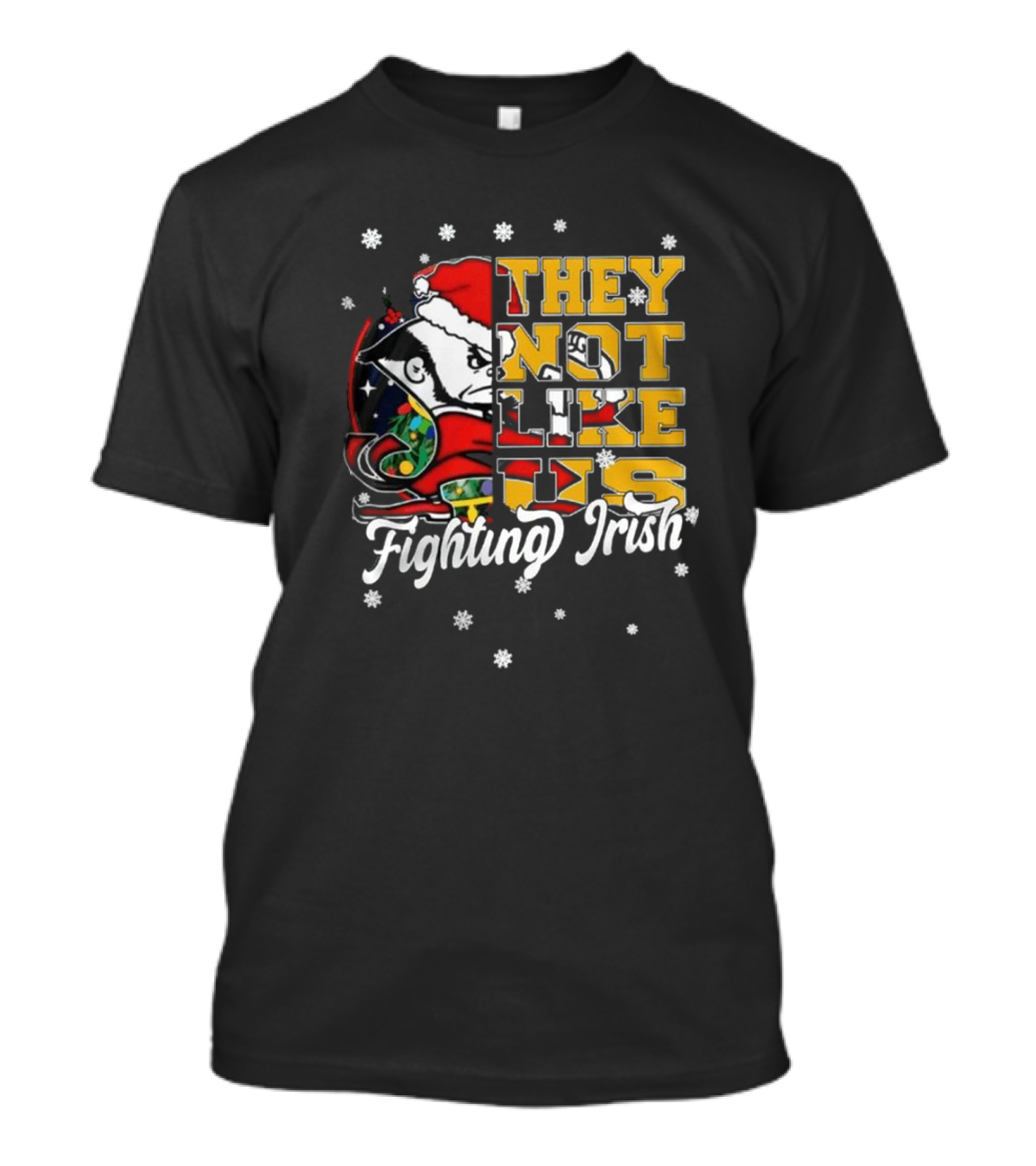 Notre Dame Fighting Irish They Not Like Us Christmas Mascot T-Shirt