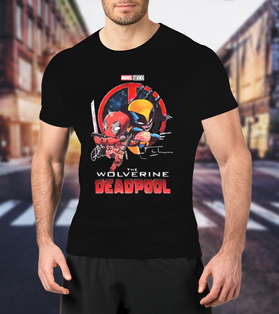 Marvel Studios Baby Deadpool And Wolverine Hugh Jackman And Ryan Reynolds Signatures T-Shirt