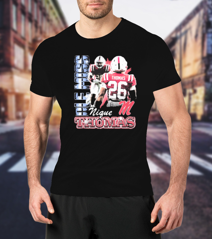 Ole Miss Rebels Domonique Nique Thomas 26 Football 90s T-Shirt