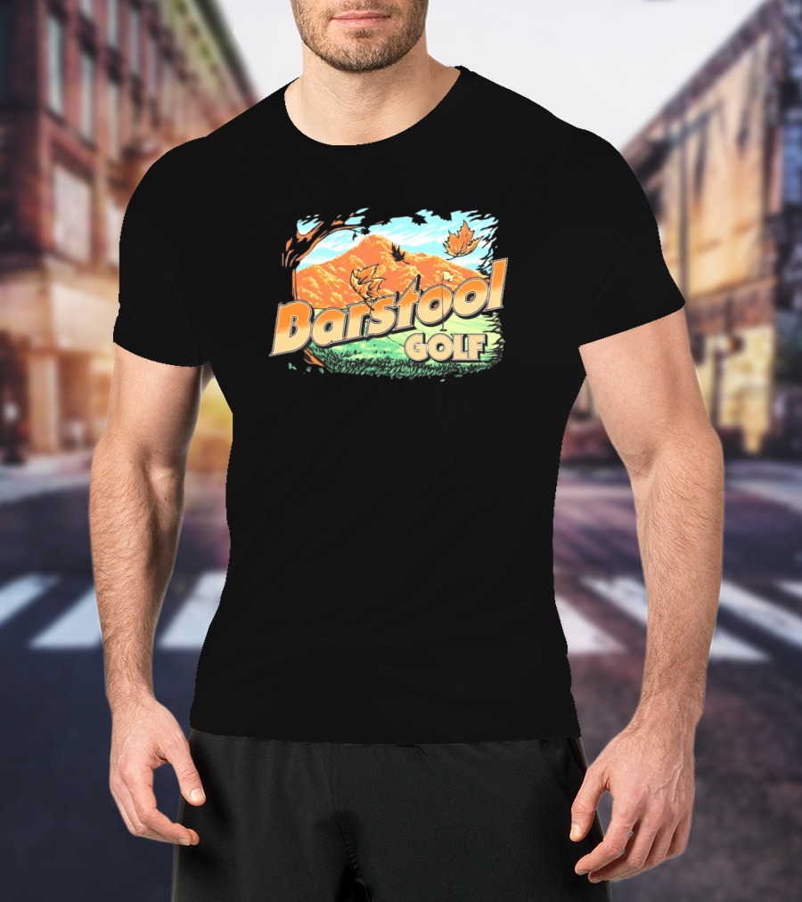 Golf Fall Mountain Scene With Leaves T-Shirt