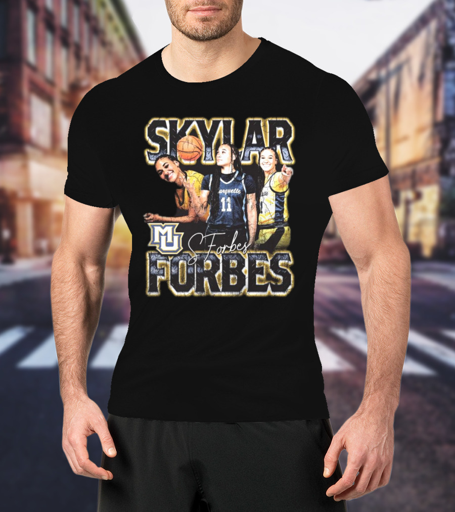 Skylar Forbes Marquette Golden Eagles Basketball MU Vintage 90s Style Signature T-Shirt