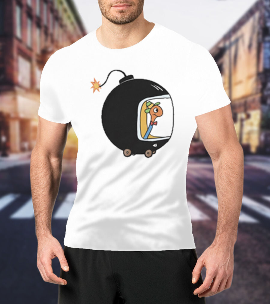 Lowly Car Bomb Cartoon Worm Inside By K. Thor Jensen T-Shirt