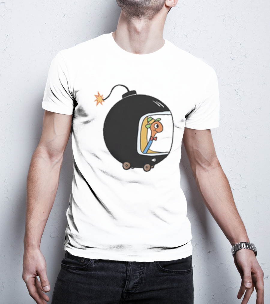 Lowly Car Bomb Cartoon Worm Inside By K. Thor Jensen T-Shirt