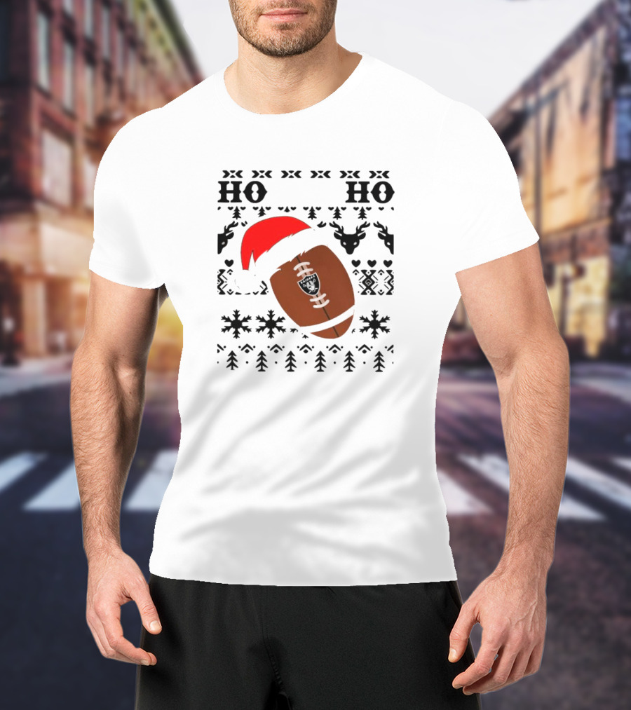 Las Vegas Raiders Football Santa Claus Ho Ho Ho Christmas NFL T-Shirt